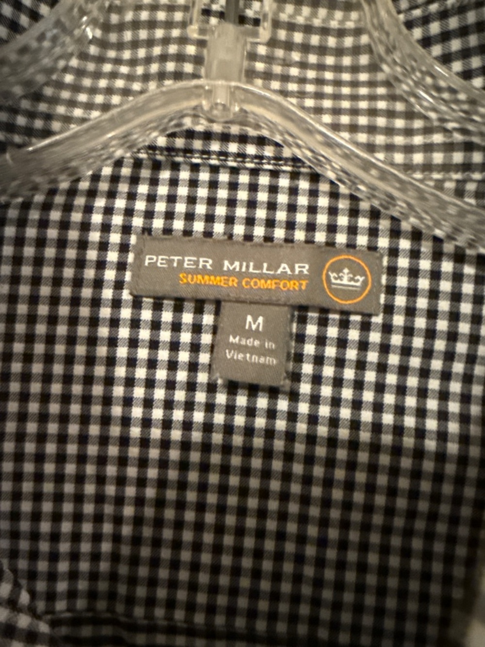 Peter Millar button down shirt. M. Black and white check with UGA bulldog logo. - Picture 2 of 5